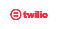 Twilio logo, an AI automation service for managing calls and messages with an AI agent.